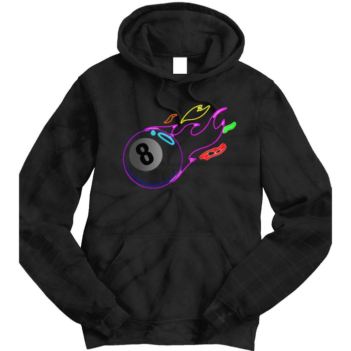 Colorful Neon Lights Eight Ball Billiards Pool Tie Dye Hoodie