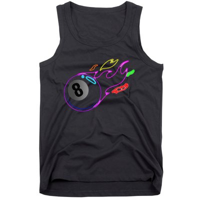 Colorful Neon Lights Eight Ball Billiards Pool Tank Top