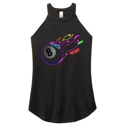 Colorful Neon Lights Eight Ball Billiards Pool Women’s Perfect Tri Rocker Tank