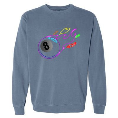 Colorful Neon Lights Eight Ball Billiards Pool Garment-Dyed Sweatshirt