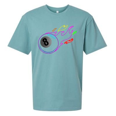 Colorful Neon Lights Eight Ball Billiards Pool Sueded Cloud Jersey T-Shirt