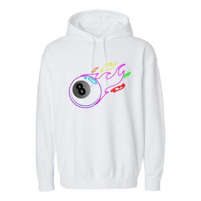 Colorful Neon Lights Eight Ball Billiards Pool Garment-Dyed Fleece Hoodie