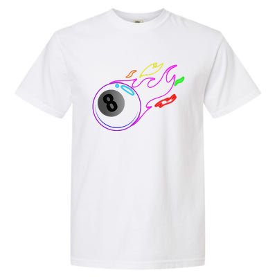 Colorful Neon Lights Eight Ball Billiards Pool Garment-Dyed Heavyweight T-Shirt