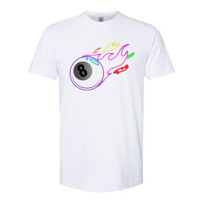 Colorful Neon Lights Eight Ball Billiards Pool Softstyle CVC T-Shirt