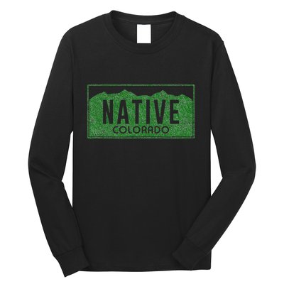 Colorado Native License Plate Distressed Design Colorado Long Sleeve Shirt