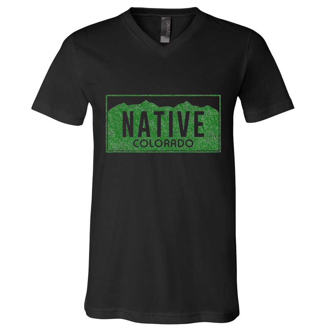 Colorado Native License Plate Distressed Design Colorado V-Neck T-Shirt