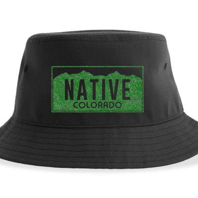 Colorado Native License Plate Distressed Design Colorado Sustainable Bucket Hat