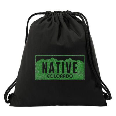 Colorado Native License Plate Distressed Design Colorado Drawstring Bag