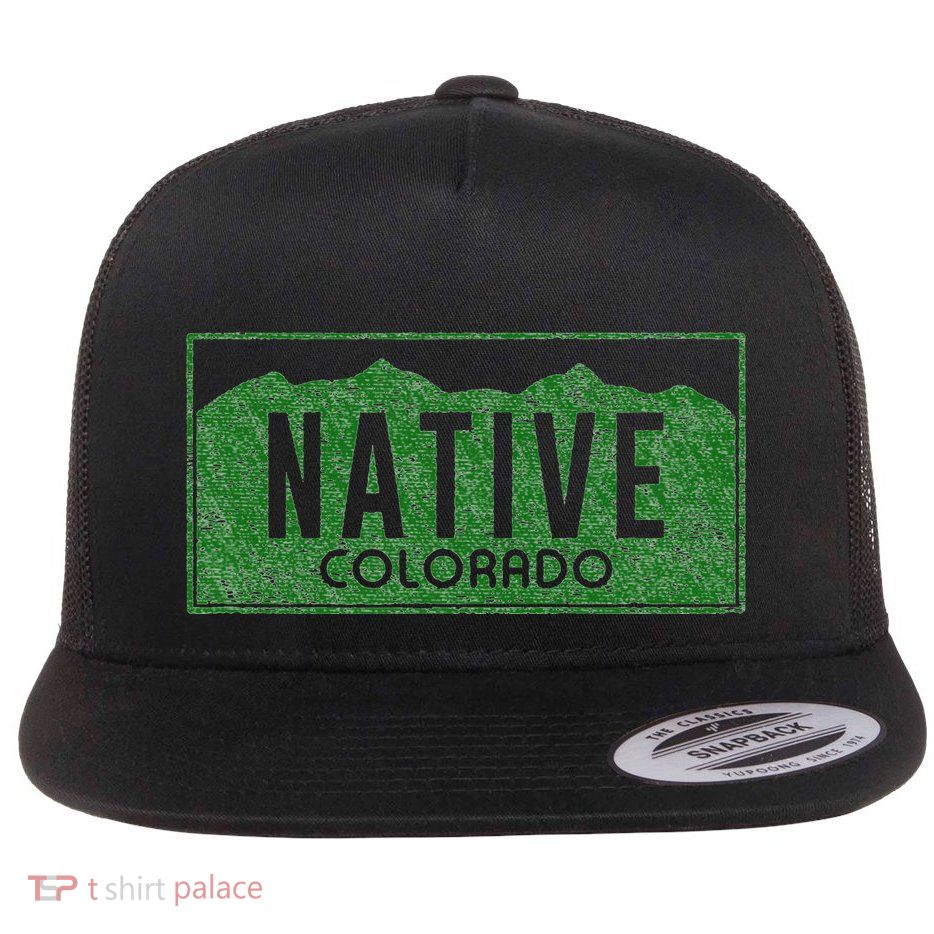 Colorado Native License Plate Distressed Design Colorado Flatbill Hat
