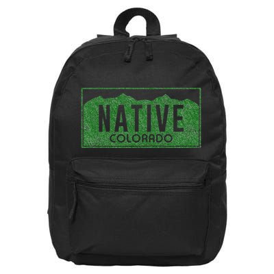 Colorado Native License Plate Distressed Design Colorado 16 in Basic Backpack