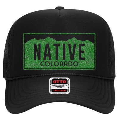Colorado Native License Plate Distressed Design Colorado Trucker Hat