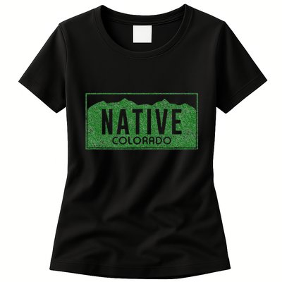 Colorado Native License Plate Distressed Design Colorado Womens T-Shirt
