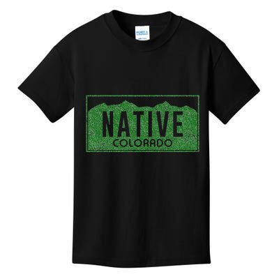 Colorado Native License Plate Distressed Design Colorado Kids T-Shirt