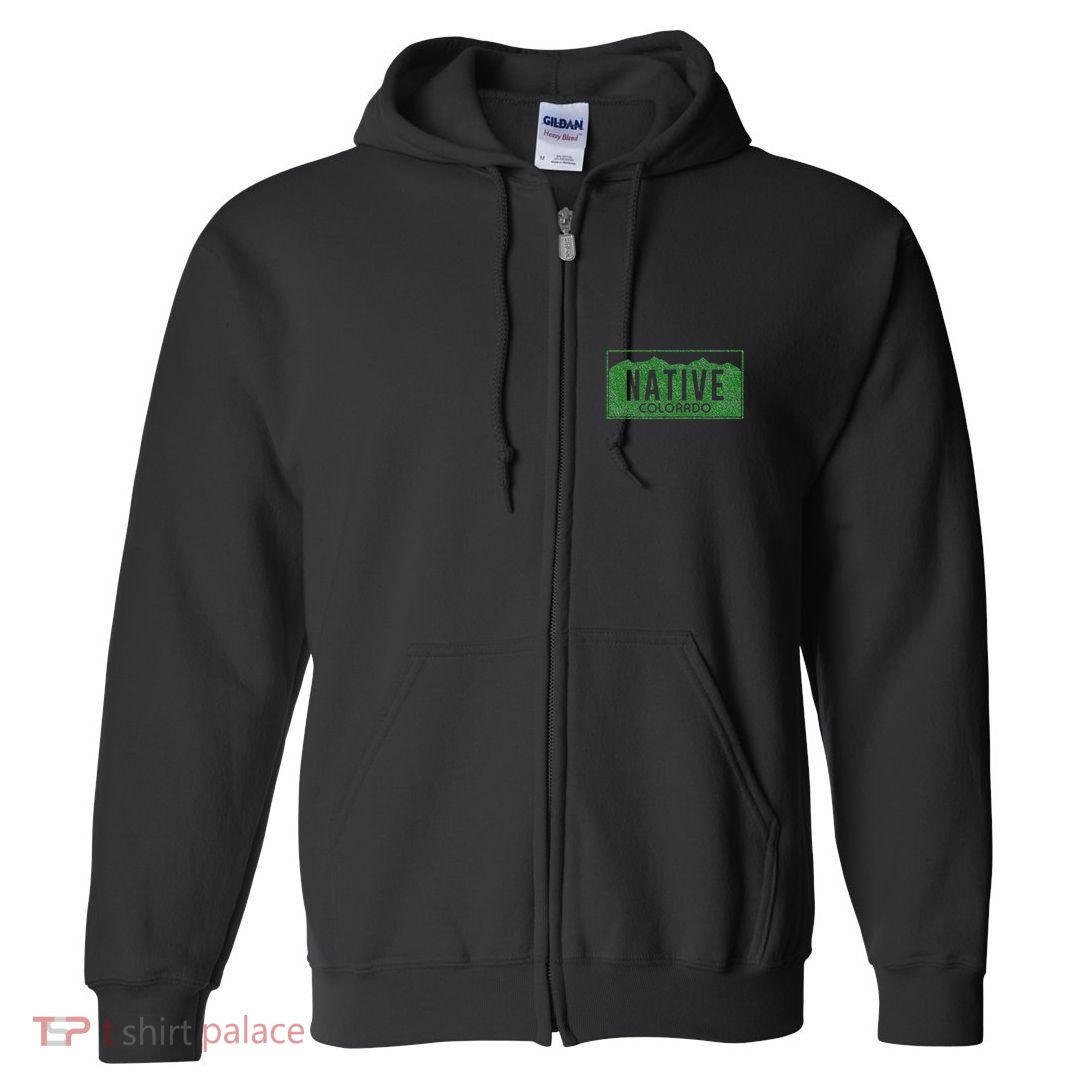Colorado Native License Plate Distressed Design Colorado Full Zip Hoodie