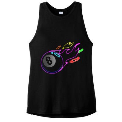 Colorful Neon Lights Eight Ball Billiards Pool Mm Ladies PosiCharge Tri-Blend Wicking Tank