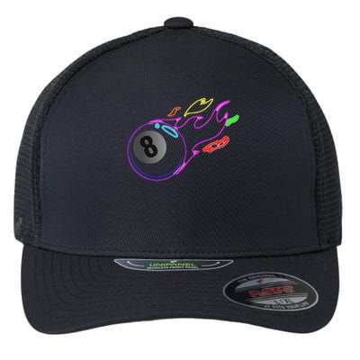 Colorful Neon Lights Eight Ball Billiards Pool Mm Flexfit Unipanel Trucker Cap
