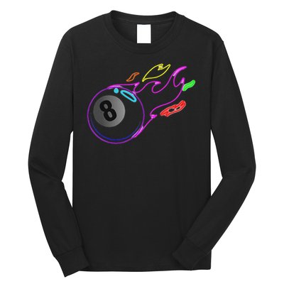 Colorful Neon Lights Eight Ball Billiards Pool Mm Long Sleeve Shirt