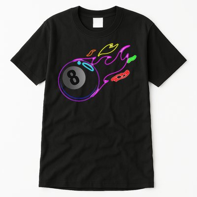 Colorful Neon Lights Eight Ball Billiards Pool Mm Tall T-Shirt