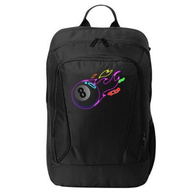 Colorful Neon Lights Eight Ball Billiards Pool Mm City Backpack