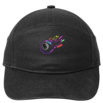 Colorful Neon Lights Eight Ball Billiards Pool Mm 7-Panel Snapback Hat