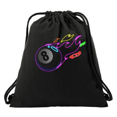 Colorful Neon Lights Eight Ball Billiards Pool Mm Drawstring Bag