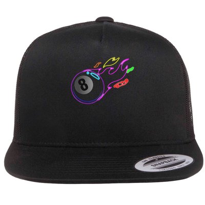Colorful Neon Lights Eight Ball Billiards Pool Mm Flatbill Hat