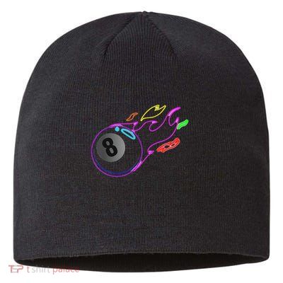Colorful Neon Lights Eight Ball Billiards Pool Mm Sustainable Beanie
