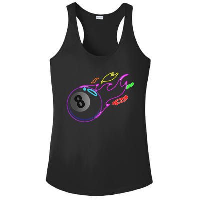 Colorful Neon Lights Eight Ball Billiards Pool Mm Ladies PosiCharge Competitor Racerback Tank