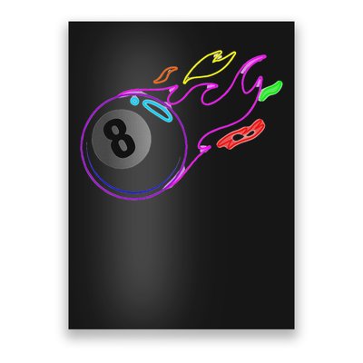 Colorful Neon Lights Eight Ball Billiards Pool Mm Poster
