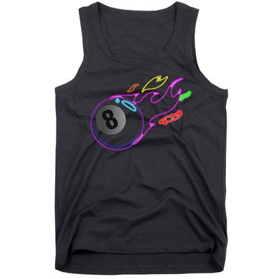 Colorful Neon Lights Eight Ball Billiards Pool Mm Tank Top