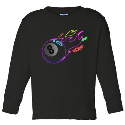 Colorful Neon Lights Eight Ball Billiards Pool Mm Toddler Long Sleeve Shirt