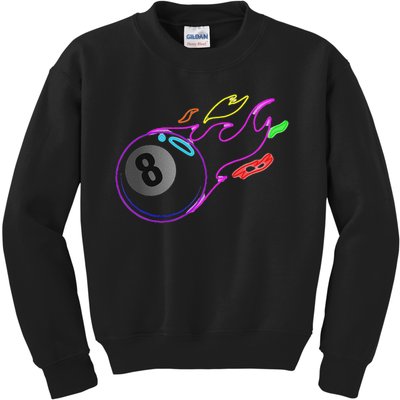 Colorful Neon Lights Eight Ball Billiards Pool Mm Kids Sweatshirt
