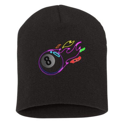 Colorful Neon Lights Eight Ball Billiards Pool Mm Short Acrylic Beanie