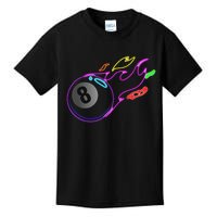Colorful Neon Lights Eight Ball Billiards Pool Mm Kids T-Shirt