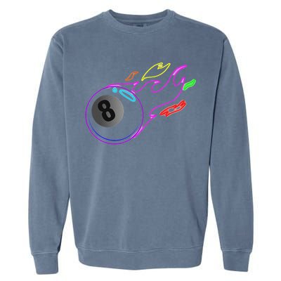 Colorful Neon Lights Eight Ball Billiards Pool Mm Garment-Dyed Sweatshirt