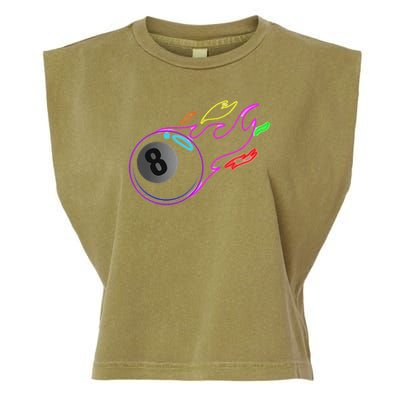 Colorful Neon Lights Eight Ball Billiards Pool Mm Garment-Dyed Women's Muscle Tee