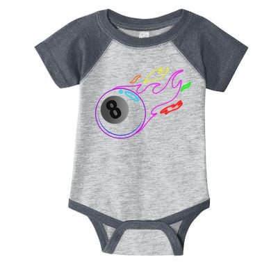 Colorful Neon Lights Eight Ball Billiards Pool Mm Infant Baby Jersey Bodysuit