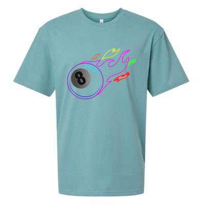 Colorful Neon Lights Eight Ball Billiards Pool Mm Sueded Cloud Jersey T-Shirt