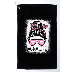 CNA Nurse Life Bleached Pink Leopard Messy Bun Platinum Collection Golf Towel