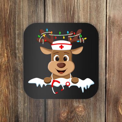 Christmas Nurse Love Nicu Rn Er Santa Reindeer Nurse Hat Elf Coaster