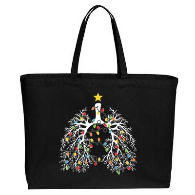 Christmas Nurse Lung Xmas Lights Funny Pulmonologist Xmas Cotton Canvas Jumbo Tote