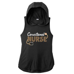 Correctional Nurse Leopard Print Stethoscope Heart Nursing Gift Ladies PosiCharge Tri-Blend Wicking Draft Hoodie Tank