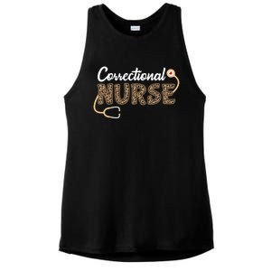 Correctional Nurse Leopard Print Stethoscope Heart Nursing Gift Ladies PosiCharge Tri-Blend Wicking Tank