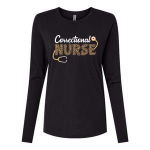 Correctional Nurse Leopard Print Stethoscope Heart Nursing Gift Womens Cotton Relaxed Long Sleeve T-Shirt