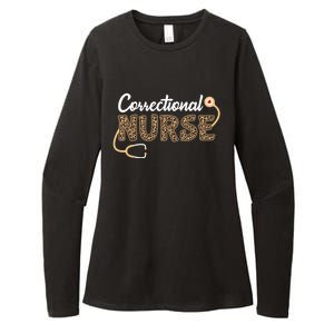 Correctional Nurse Leopard Print Stethoscope Heart Nursing Gift Womens CVC Long Sleeve Shirt