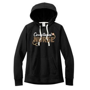 Correctional Nurse Leopard Print Stethoscope Heart Nursing Gift Women's Fleece Hoodie