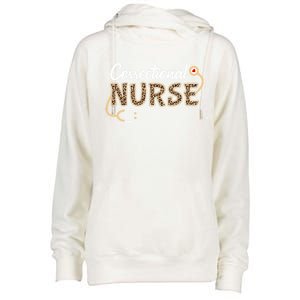 Correctional Nurse Leopard Print Stethoscope Heart Nursing Gift Womens Funnel Neck Pullover Hood