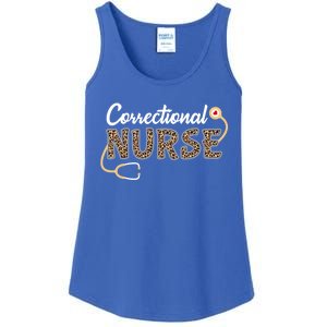 Correctional Nurse Leopard Print Stethoscope Heart Nursing Gift Ladies Essential Tank