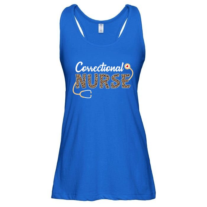 Correctional Nurse Leopard Print Stethoscope Heart Nursing Gift Ladies Essential Flowy Tank