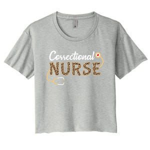 Correctional Nurse Leopard Print Stethoscope Heart Nursing Gift Women's Crop Top Tee